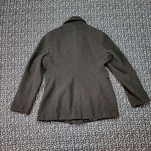 Calvin Klein Black 8P Wool Dressy Business Casual Lined Pea Coat Jacket - Picture 3 of 7
